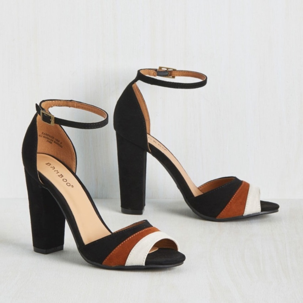 Modcloth (Bamboo) Block color suede heel